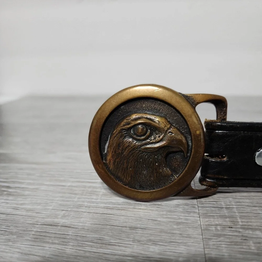 Vintage 1978 Tech Ether Guild Hawk Eagle Solid Brass Belt and Buckle Size 34‎